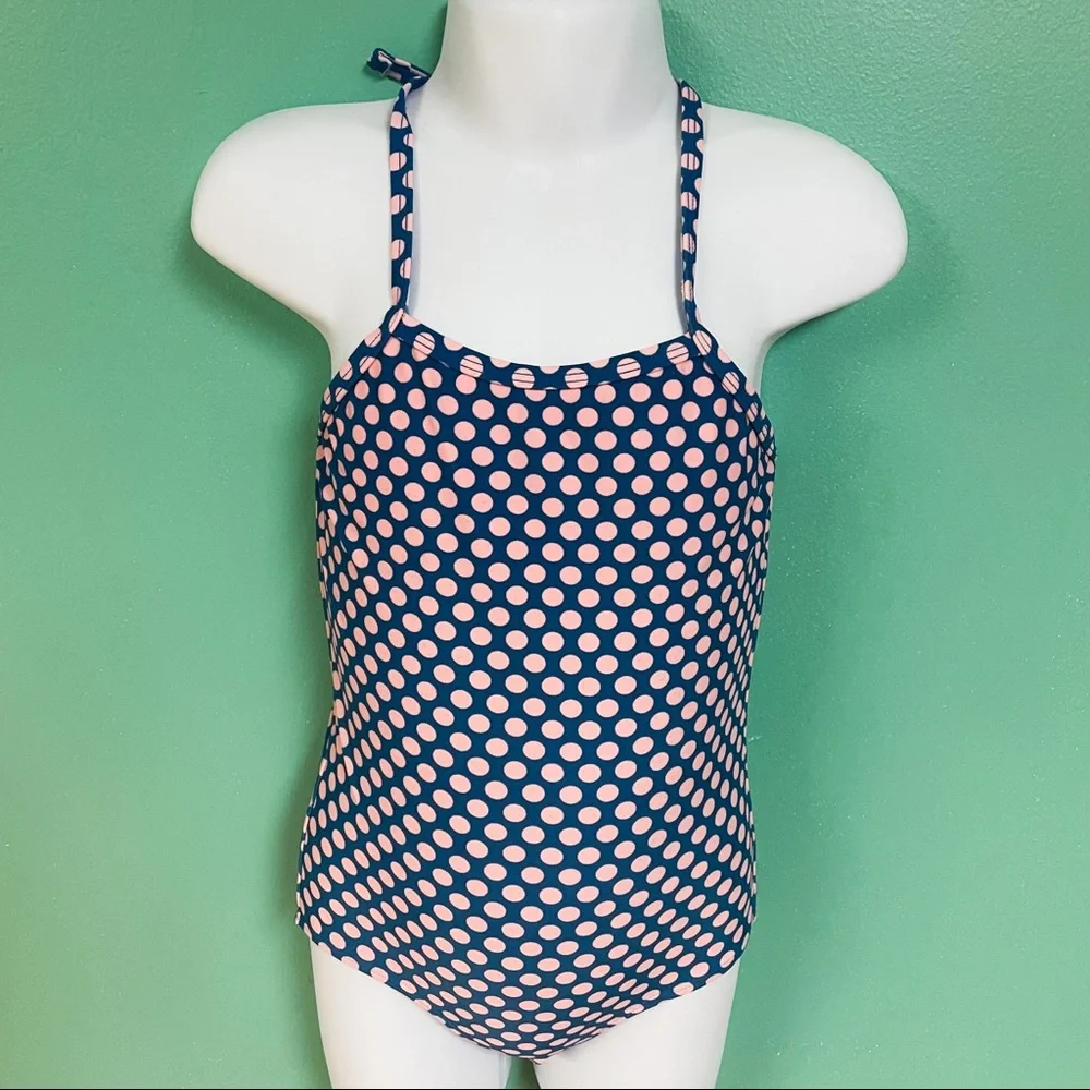 Toobydoo Navy & Pink Polka Dot Isla One Piece Swimsuit Girls Size 3-4Y